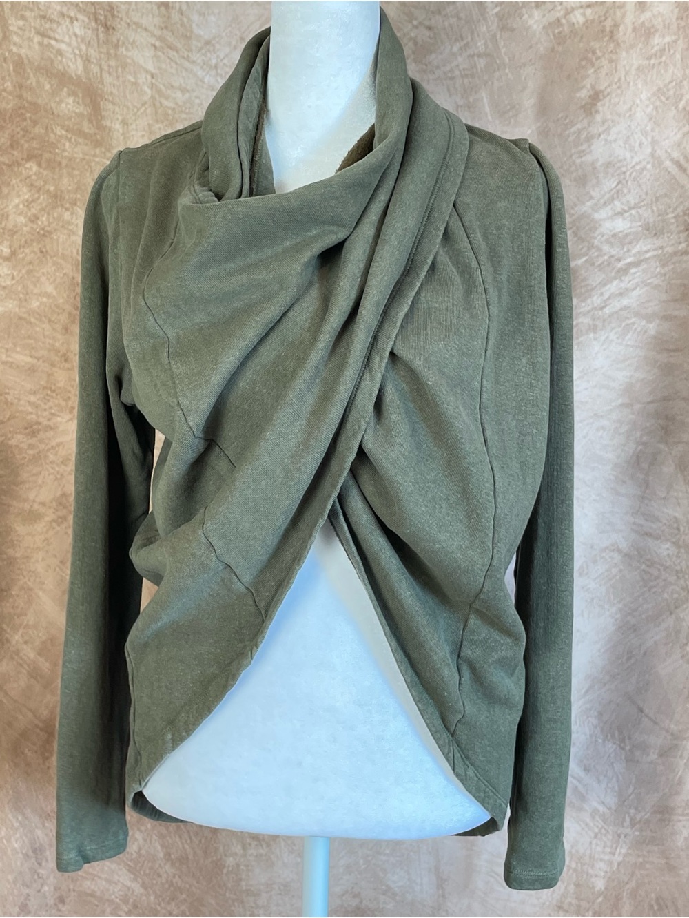 Ursa Minor Draped Olive Green Wrap Sweater size Small